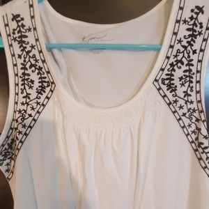 Kim Rogers - Embroidered white tank